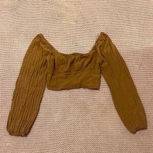 Wild Fable Brown Long Sleeve Crop Top